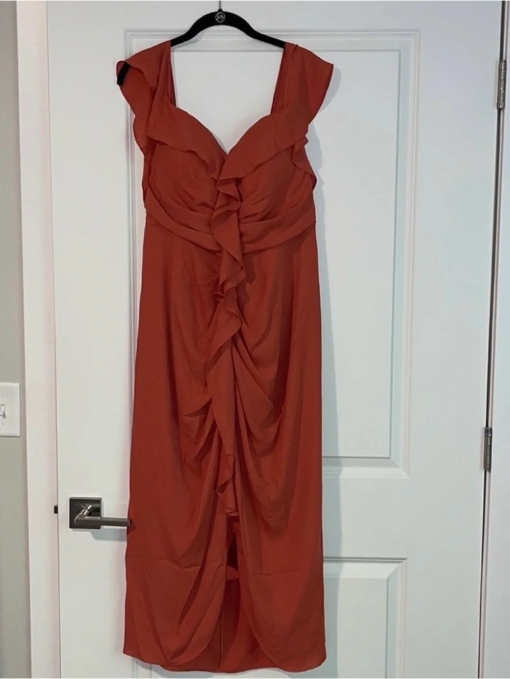 City Chic Va Va Voom Burnt Orange Ruffle Midi Dress | Size S / 16